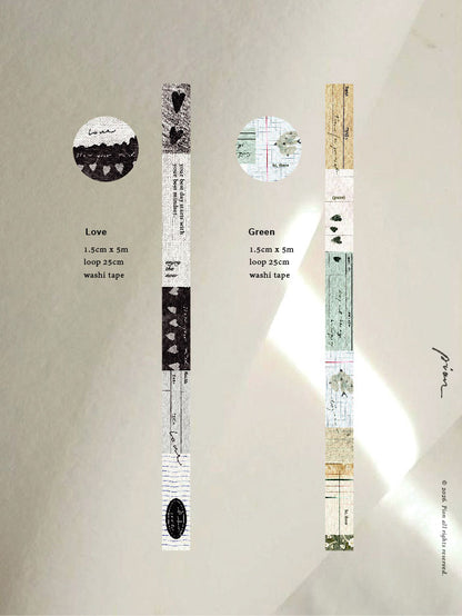 Washi Tape | Love / Green (1.5cm)