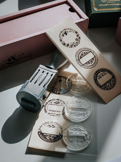 Date Stamp Set | Happy Airmail round clear date stamp set