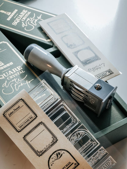 Date Stamp Set | Little Mailbox square clear date stamp set