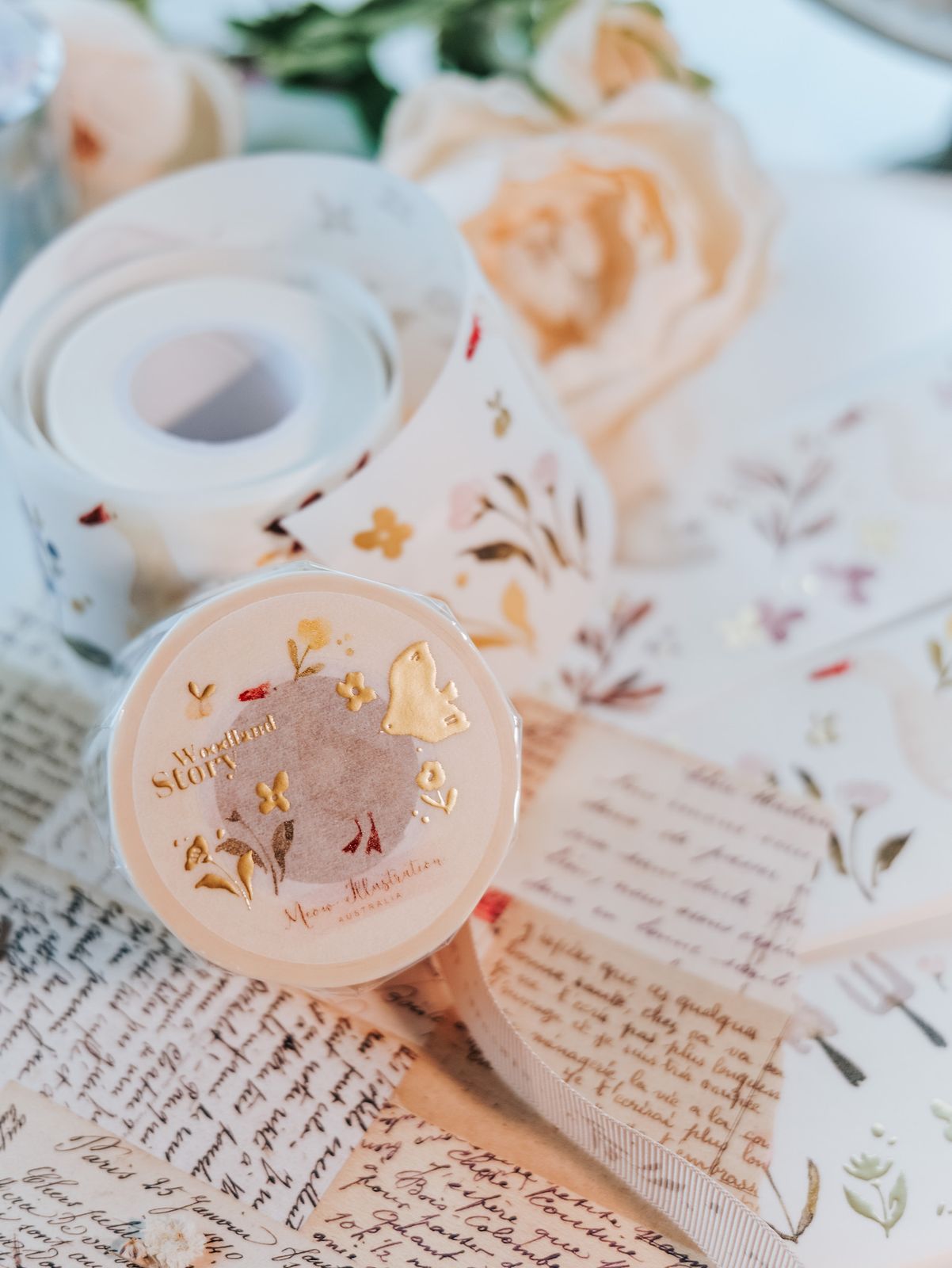 Washi Tape | Woodland Story (5cm) (with Matte Gold Foil)