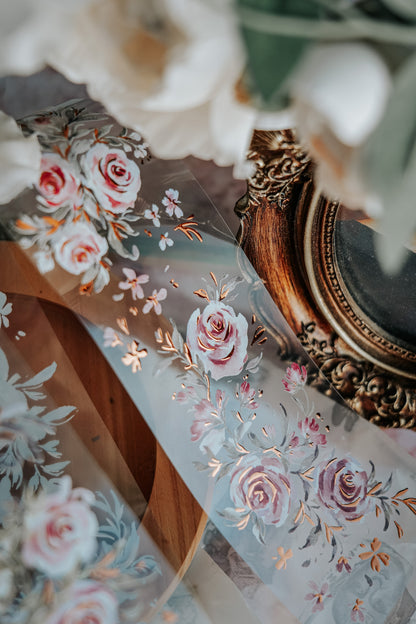 Glossy PET Tape | Summer Roses (6cm) (with Bronze Gold foil)