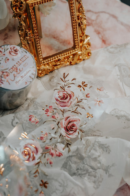 Glossy PET Tape | Summer Roses (6cm) (with Bronze Gold foil)