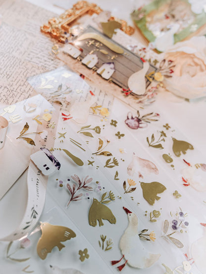 Glossy PET Tape | Woodland Story (5cm) (with Matte Gold Foil)
