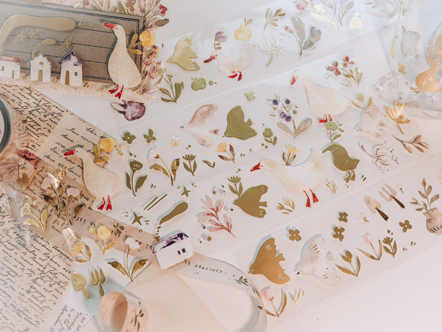 Glossy PET Tape | Woodland Story (5cm) (with Matte Gold Foil)