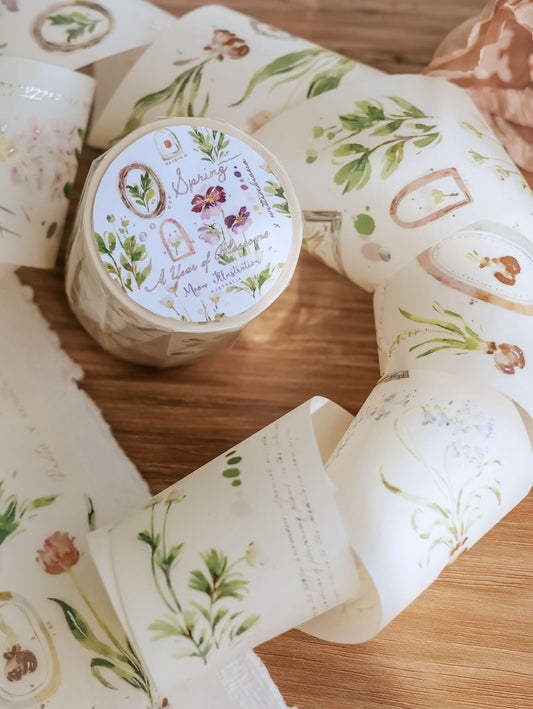 (PRE ORDER) Washi Tape | A Year of Blossom Spring (5cm) (with Silver Foil)