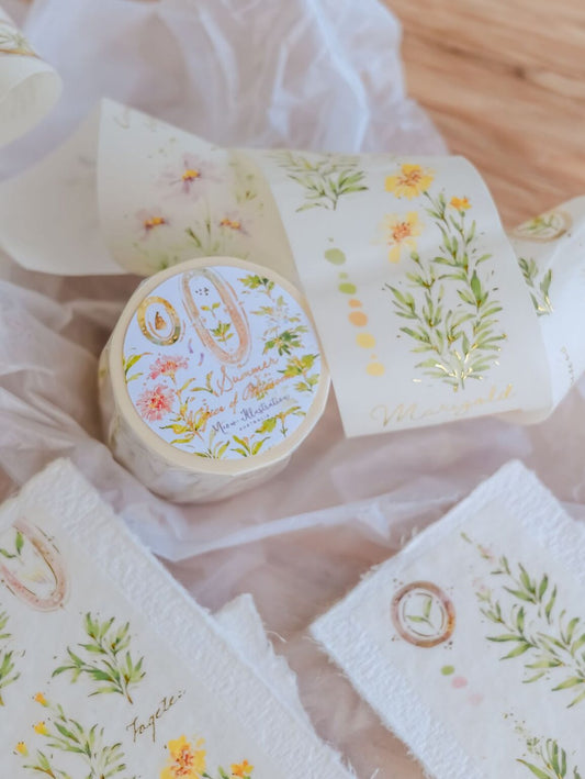 (PRE ORDER) Washi Tape | A Year of Blossom Summer (5cm) (with Gold Foil)