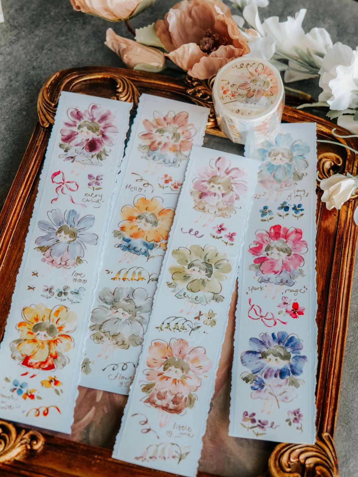 Washi Tape | Flower Girls (5cm) (with Rose Gold Foil)