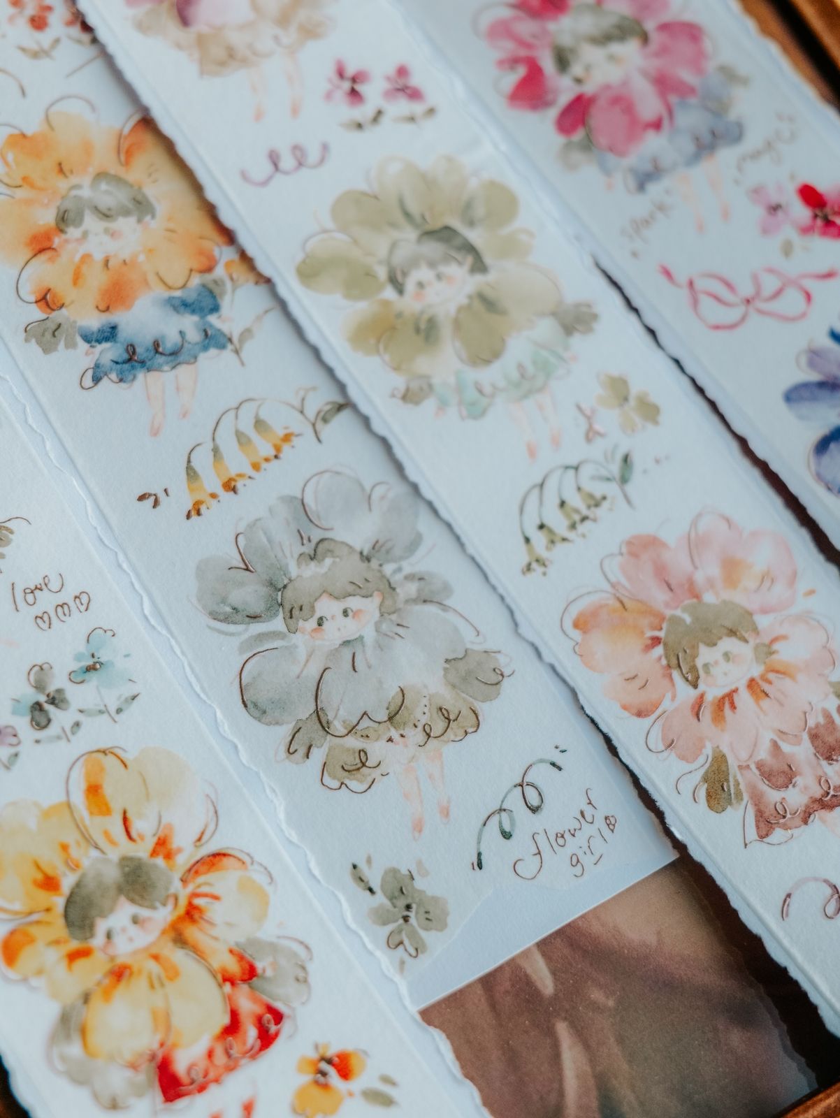 Washi Tape | Flower Girls (5cm) (with Rose Gold Foil)