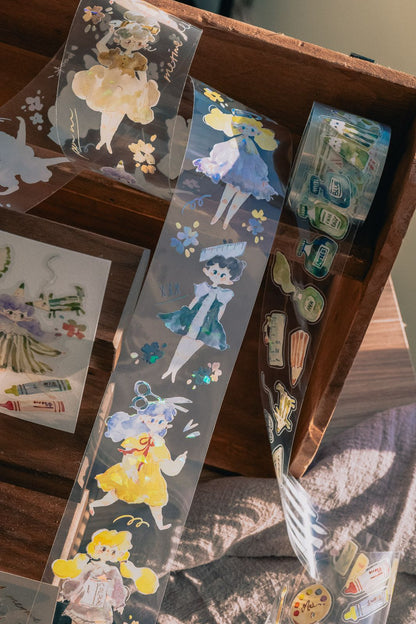 Glossy PET Tape | Stationery Fairy (5cm) (with Iridescent Foil)