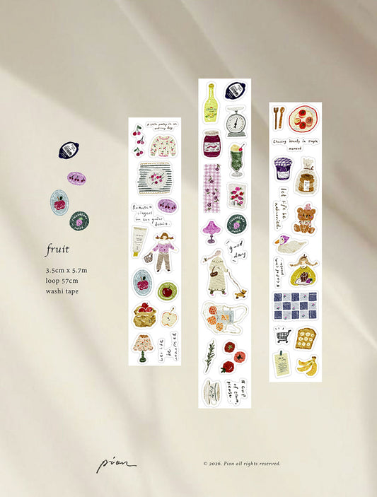(Stocks In transit) Pion Kiss-cut Washi Tape | Fruit (3.5cm)