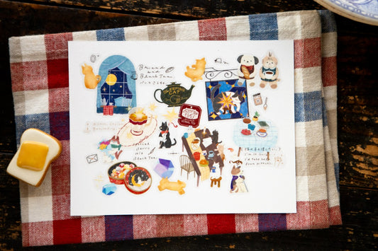 Kiss-cut PET Tape | Tea Room Sleeping Cat (4.5cm)