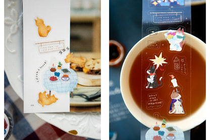 Kiss-cut PET Tape | Tea Room Sleeping Cat (4.5cm)