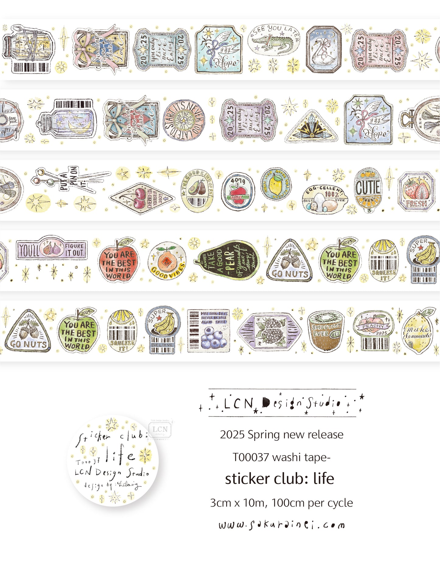 Washi Tape | Sticker club - Life (3cm)