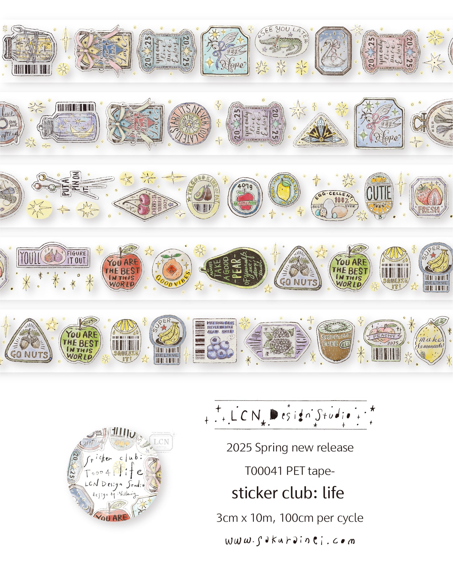 Matte PET Tape | Sticker club - Life (3cm)