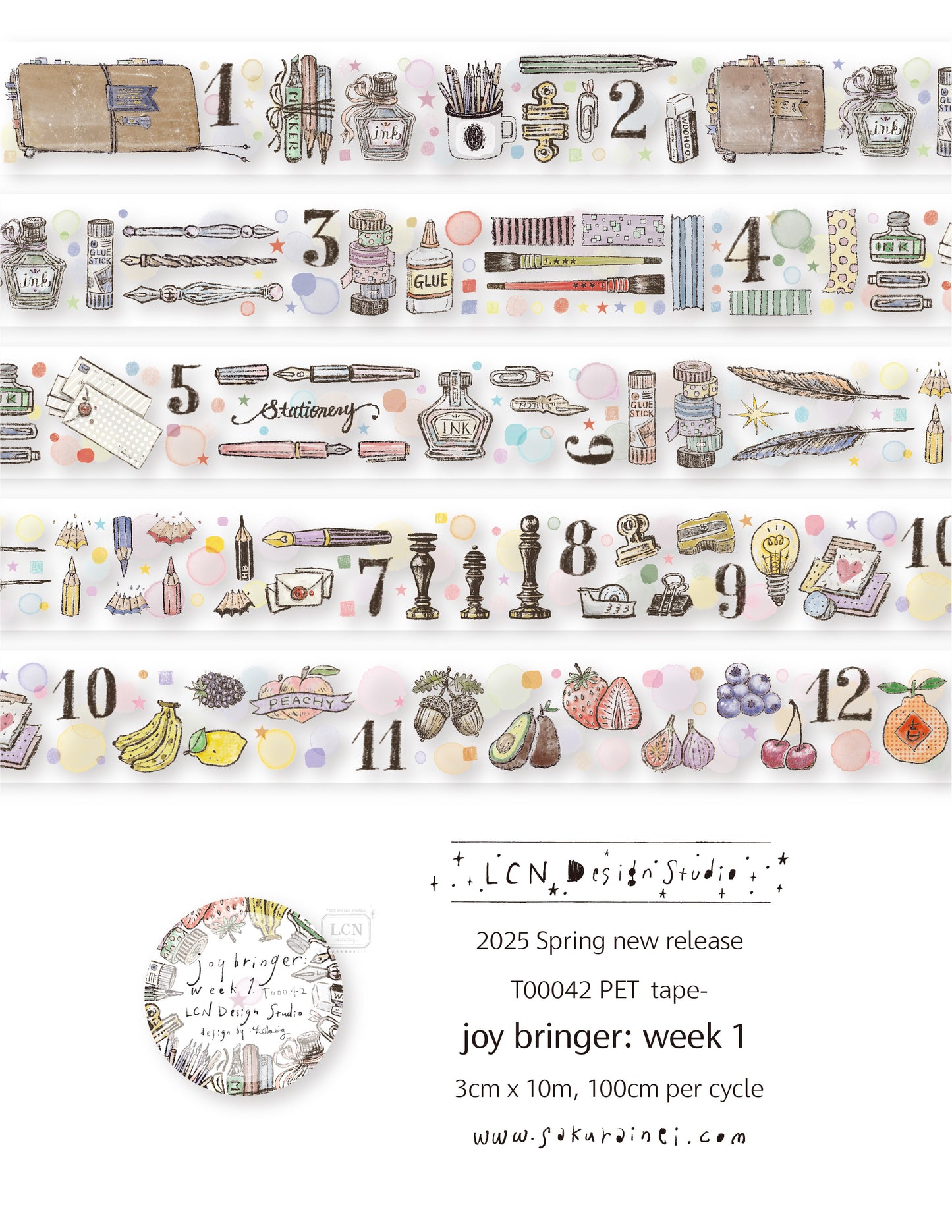 Matte PET Tape | Joy bringer : Week 1 (3cm)